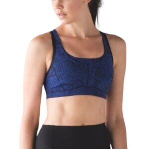 Lululemon Fast Times Bra Mini Antique Paisley Sapphire Blue Black Medium